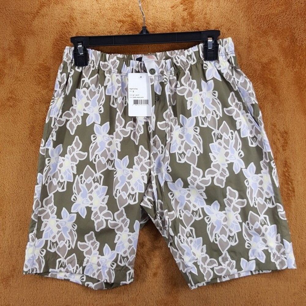 HANRO Shorts Mens Small Green Floral Pull On Drawstring Lightweight DAY & NIGHT